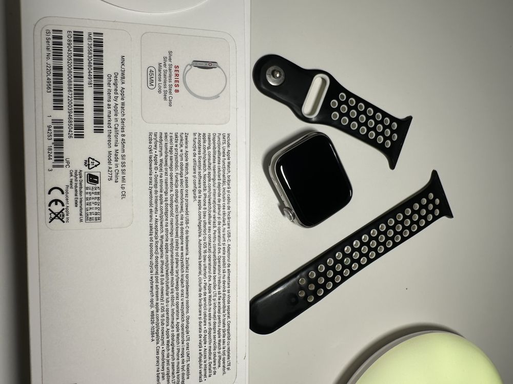 APPLE Watch Series 8, GPS + Cellular, 45mm Silver Stainless Steel Case