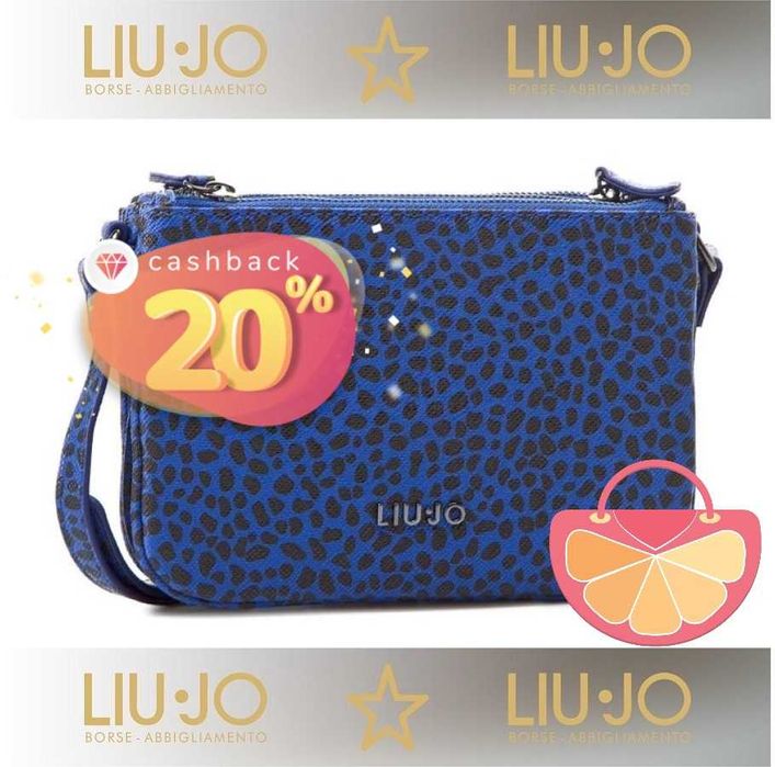LIU JO – Чанта с животински мотиви в синьо 22x16x5 cм нова с етикети