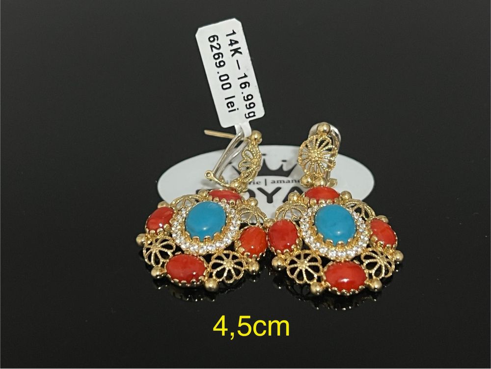 Bijuteria Royal CB : Cercei dama aur 14k 16,99gr 4,5cm