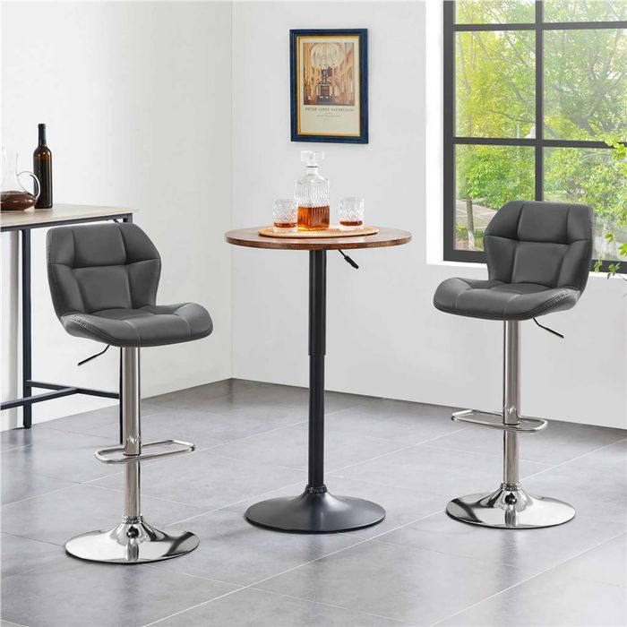 Set 2 scaune bar reglabile, rotative, piele PU |S 614160 Black(2pcs)