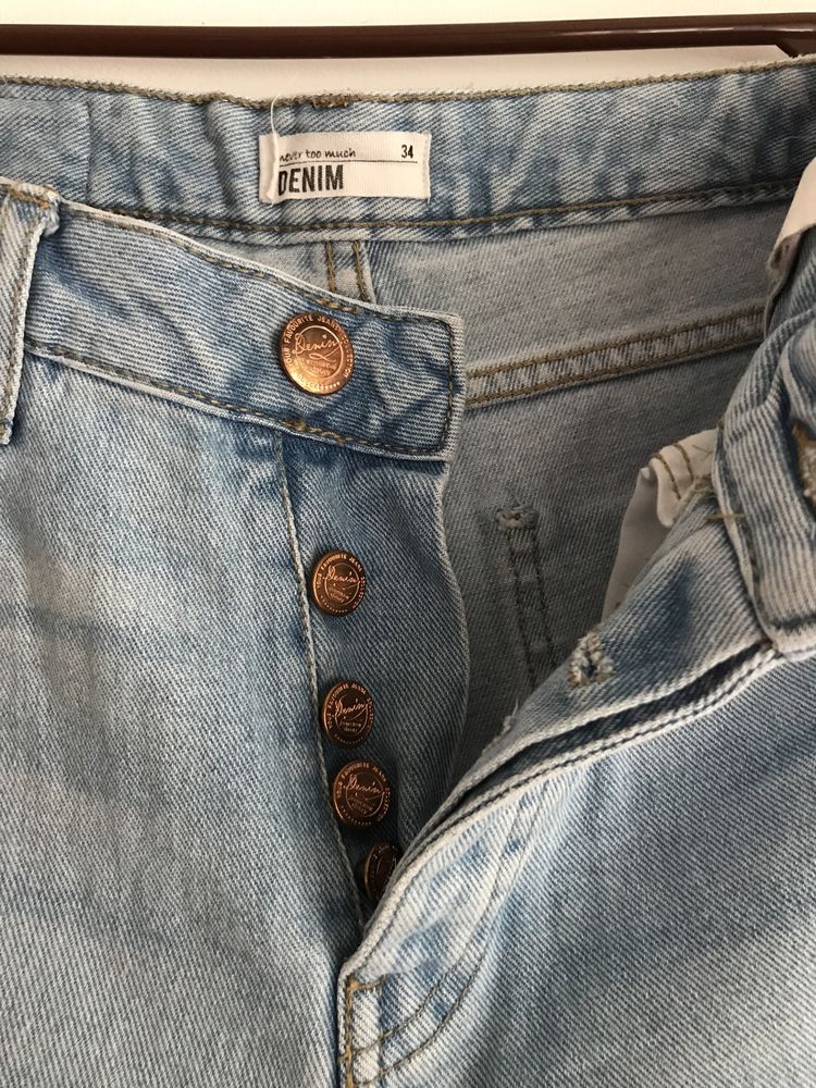 Blugi Mom Jeans albaștri