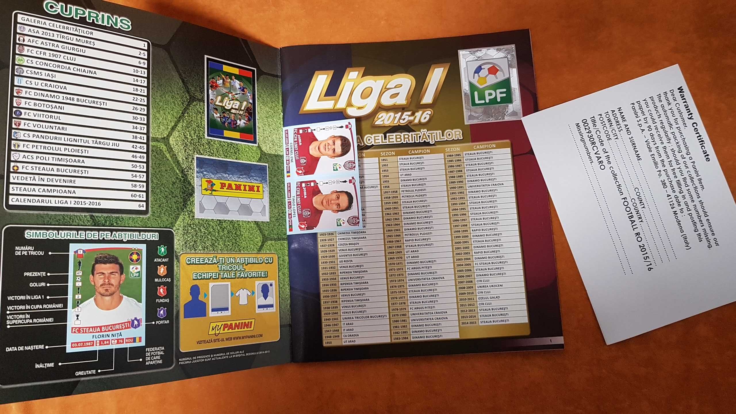 Album complet Panini Liga I 2015-2016 NOU!