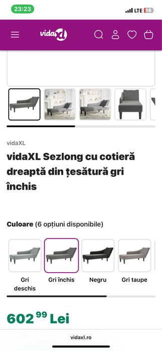 Sezlong cu perna si cotiera tip canapea