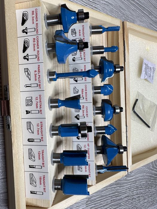 Trusa freze pentru lemn tija 8 mm set 15 buc