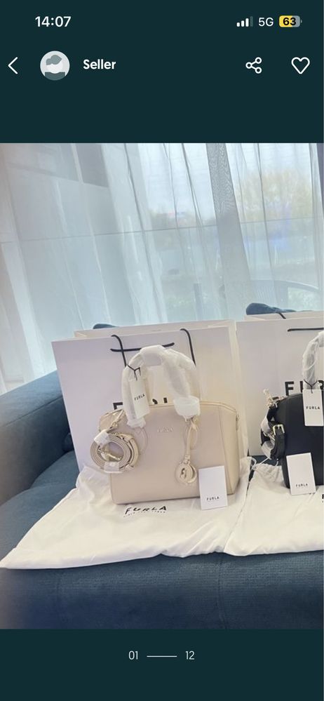 Furla Minerva в черно и розово.100%ориг,със сериен номер,етикети