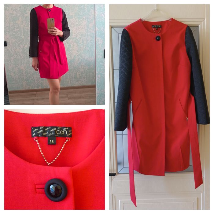 Полупальто женское легкое, цвет коралл