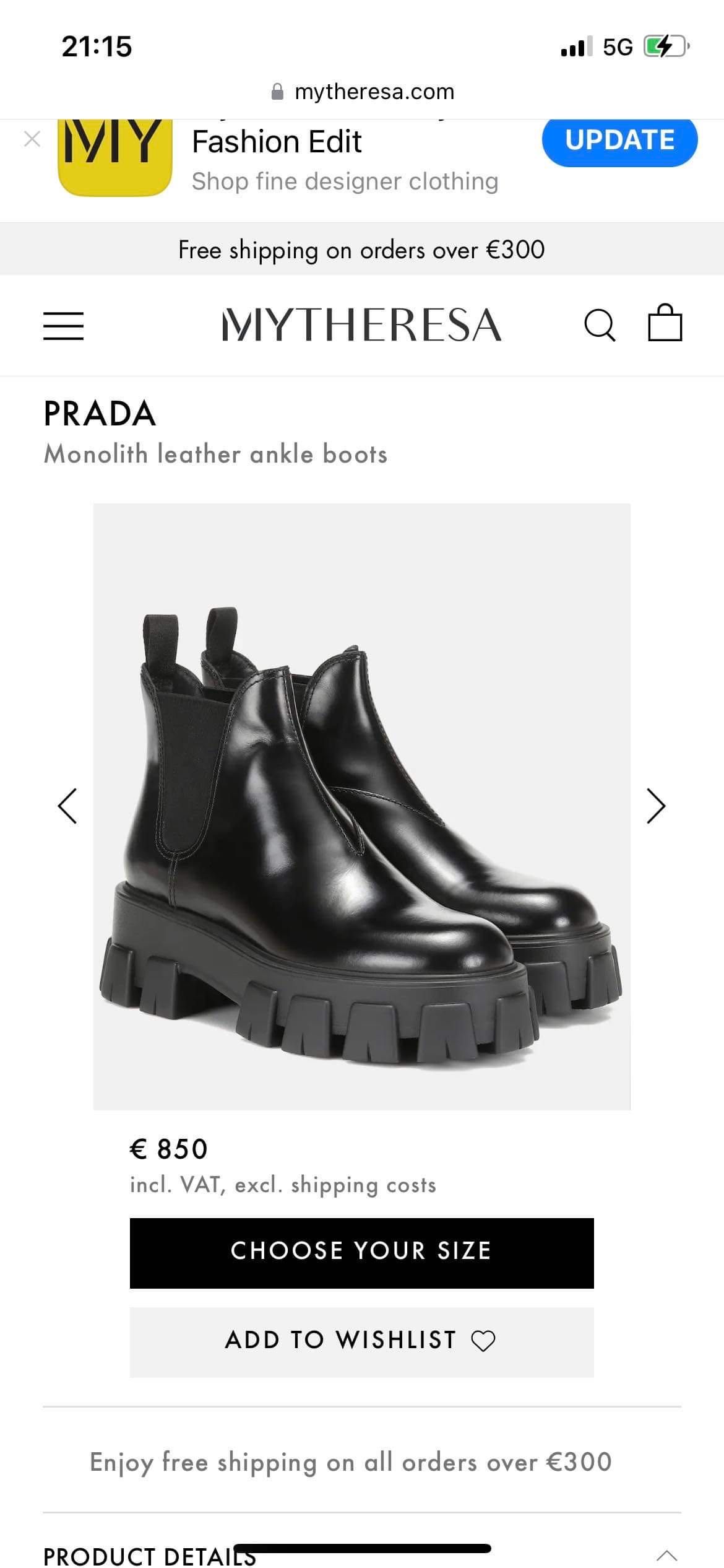 PRADA
Monolith leather ankle boots