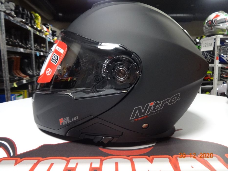 Нов Модел! 2021 Модуларна Мото Каска NITRO F 390 UNO черен мат