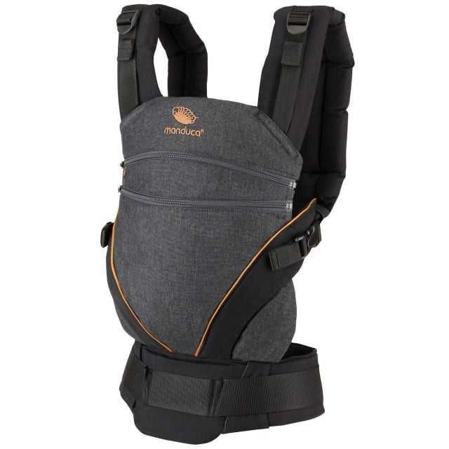 Marsupiu Manduca XT Denim Black Toffee pana la 20 kg, 3 pozitii Denim