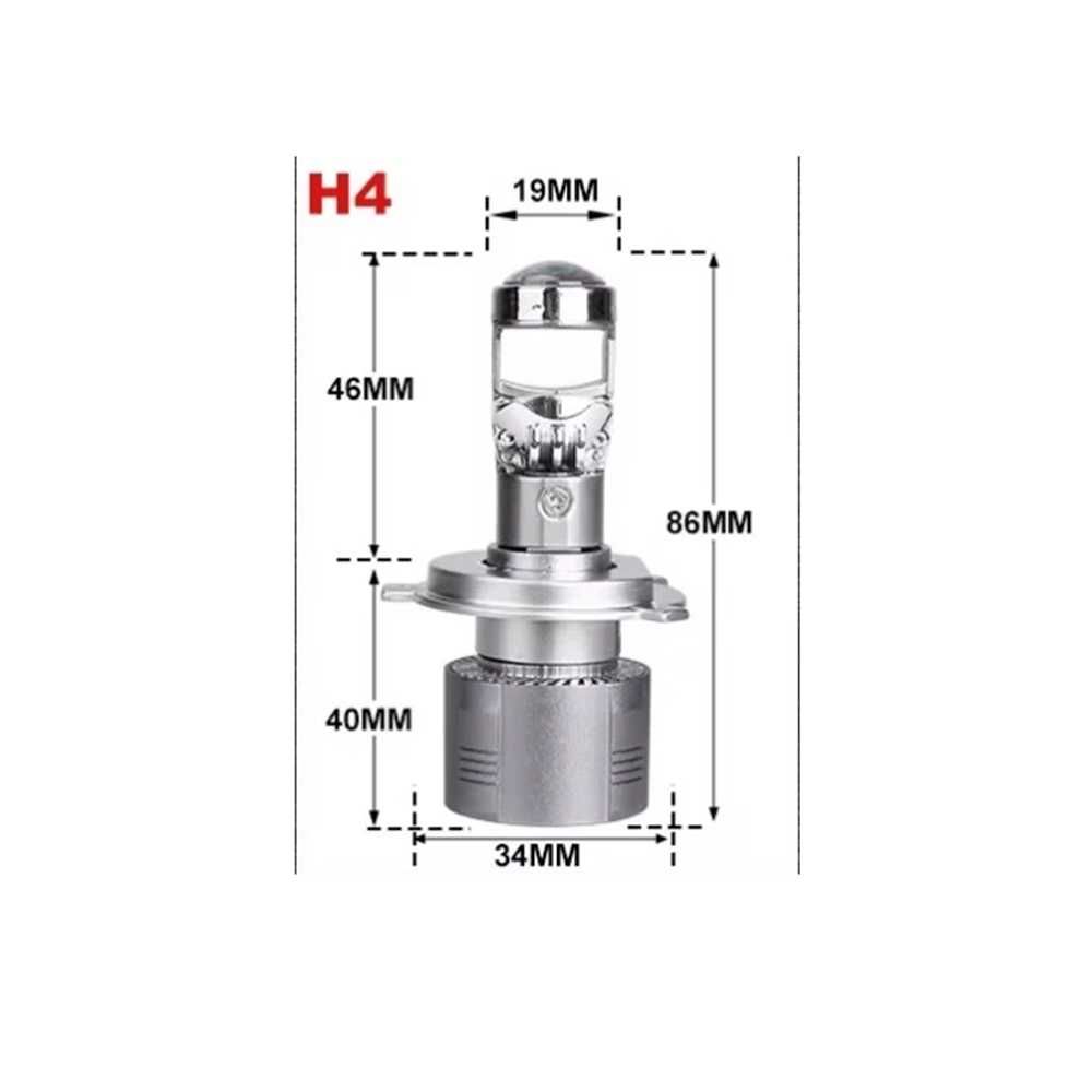 LED крушка с лупа  H4 Canbus, 12-24V, 220W, 30000LM, 5700К