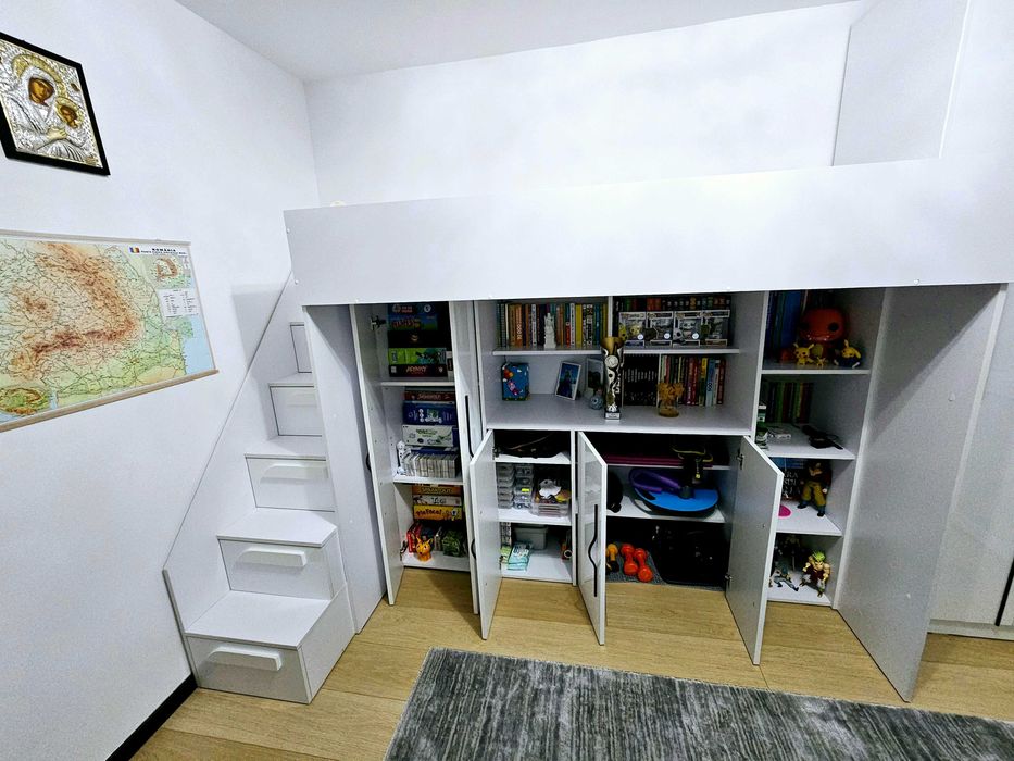 Mobilier dormitor cu pat inalt