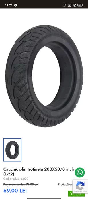 Voi vinde un cauciuc umplut