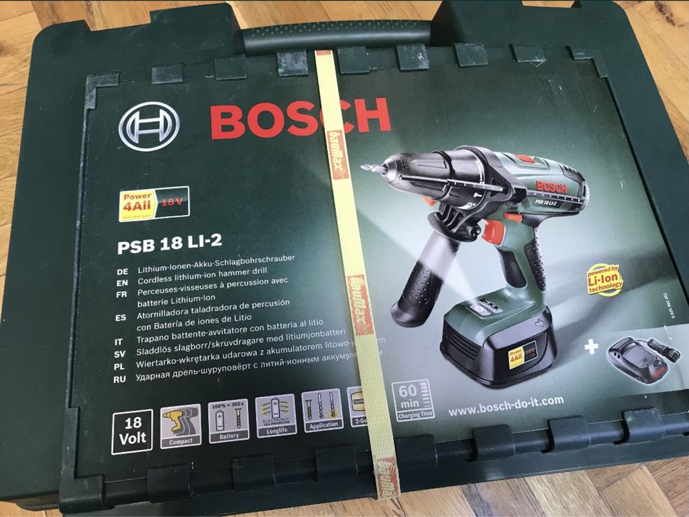 Pachet NOU-autofiletanta cu ciocan, PSB 18 Li-2, original Bosch,