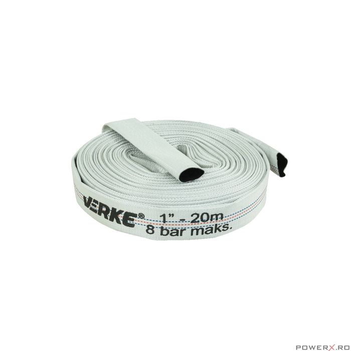 Furtun apa 1"20 metri, tip pompieri, cauciucat, 8 bari, Verke