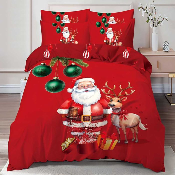 Двулицево коледно спално бельо (Реално изображение), 6 части