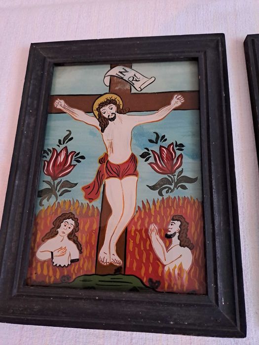 icoana tablou pictura pe sticla 27,5/20,5 cm