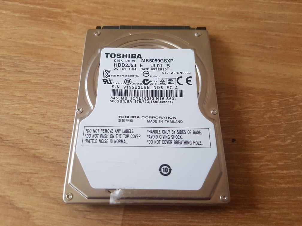 DEFECT Hard disk HDD SATA Toshiba 500GB MK5059GSXP