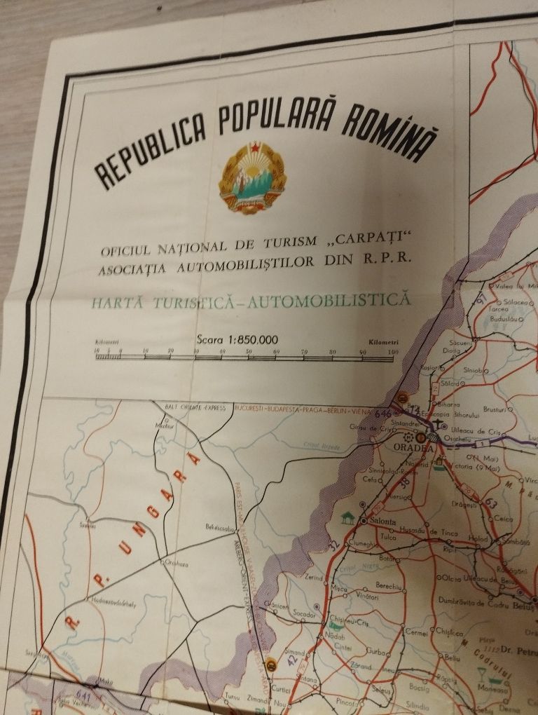 Hartă Republica Populară Română,Romania harta turistica