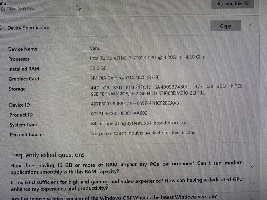 Desktop/Unitate PC i7-7700k 4.20 - Nvidia GTX 1070 8GB