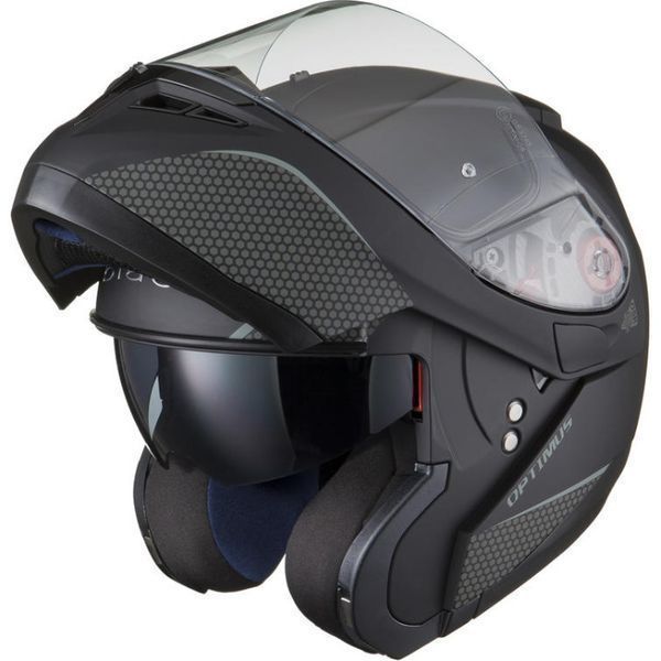 Casca moto flip up Black Optimus - ochelari soare - negru lucios/mat