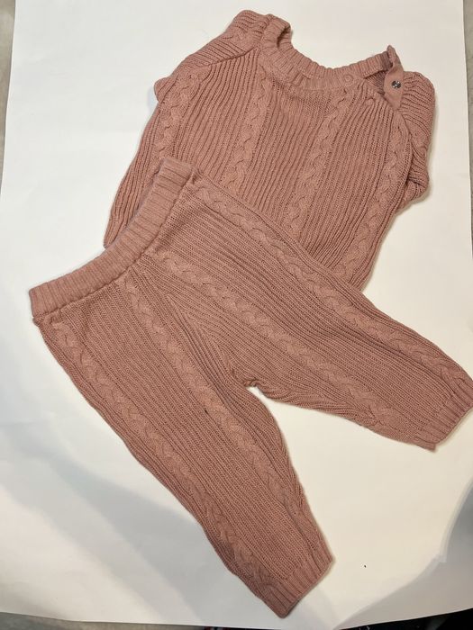 Set tricotat, marimea 80, Fox&Bunny, roz somon