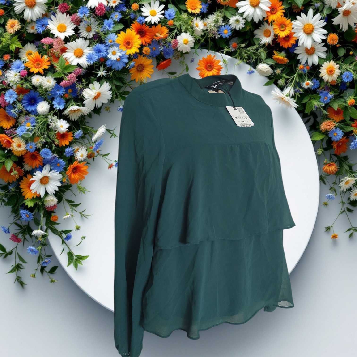 Zara, нова, изумрудена блуза