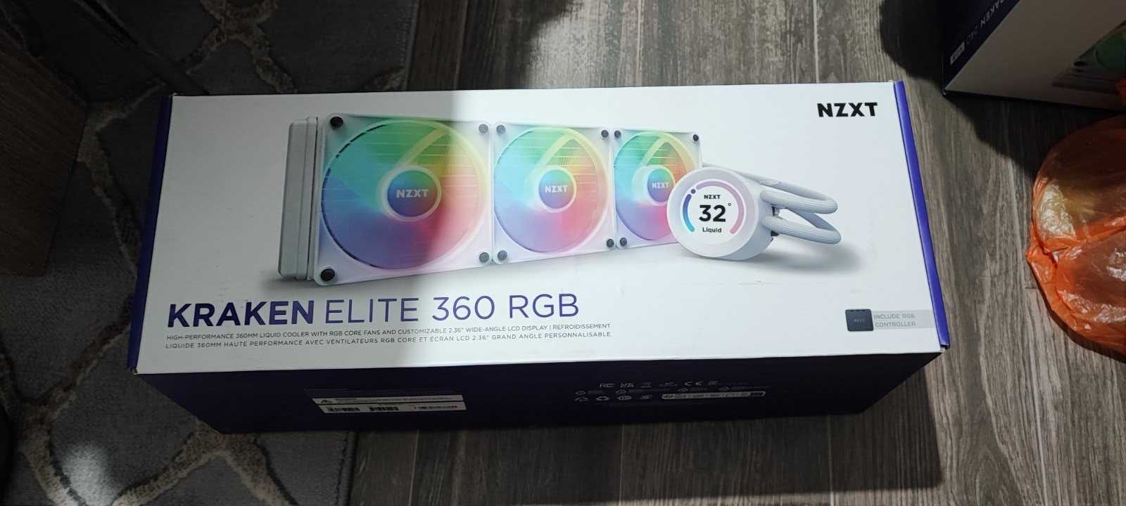 Охладител за процесор NZXT Kraken Elite 360 RGB White, LCD Display