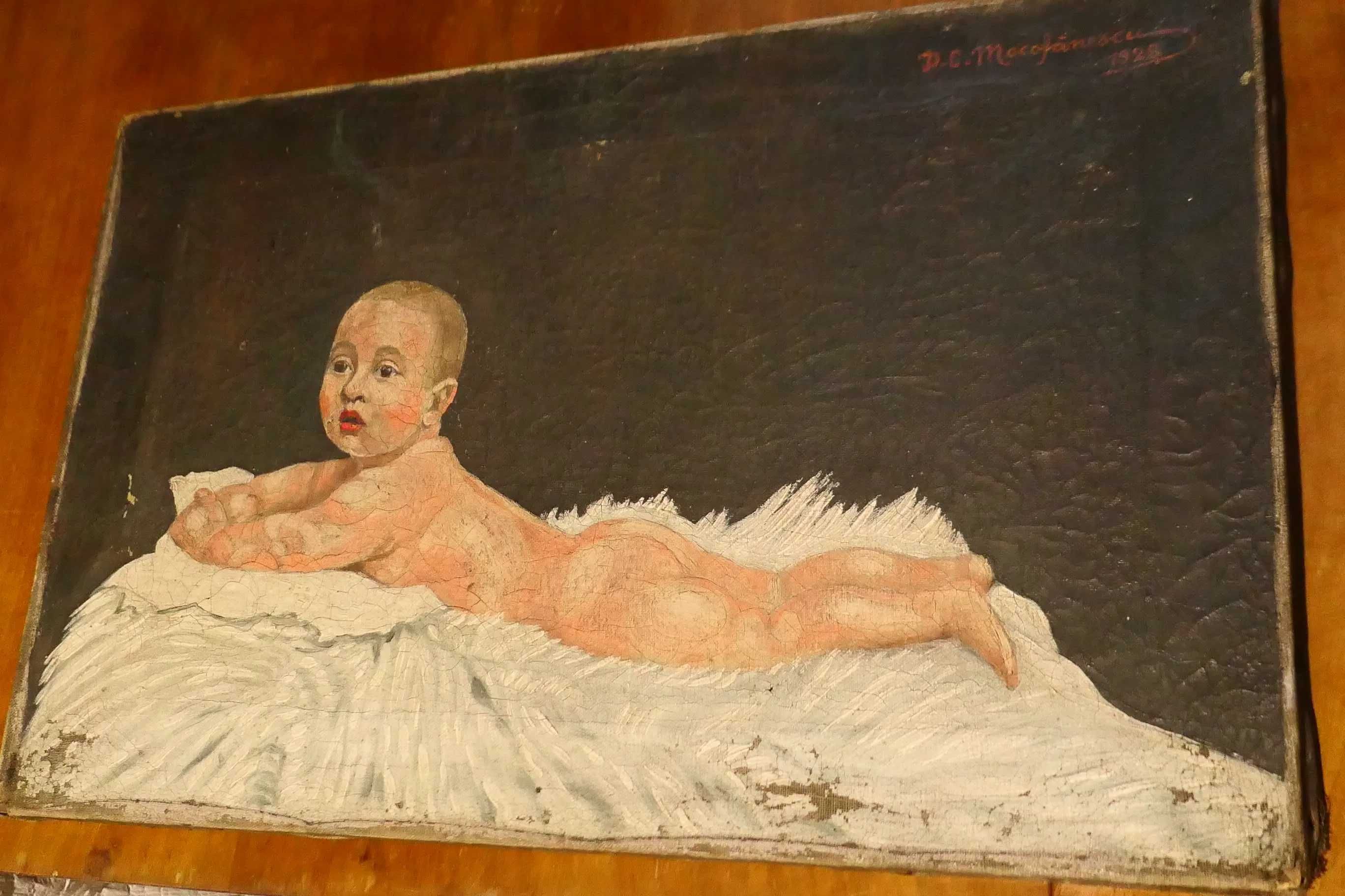 Tablou - Copil - Ulei pe panza - 1928 datat semnat D.C. Mocofanescu