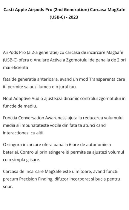 Casti Apple Airpods Pro (2 nd Generation)