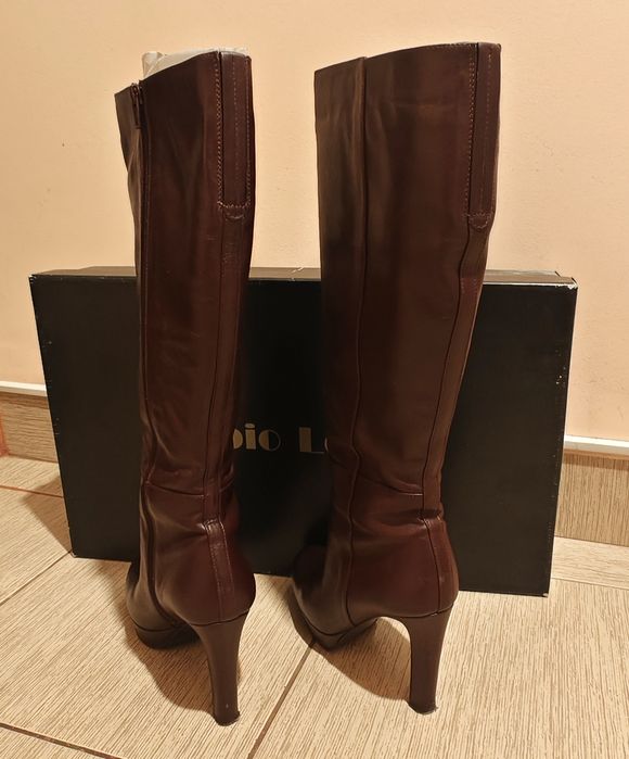 Cizme Fabio Lenzi burgundy din piele