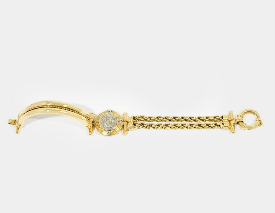 Bratara aur 18k bicolor aur galben si moneda aur alb