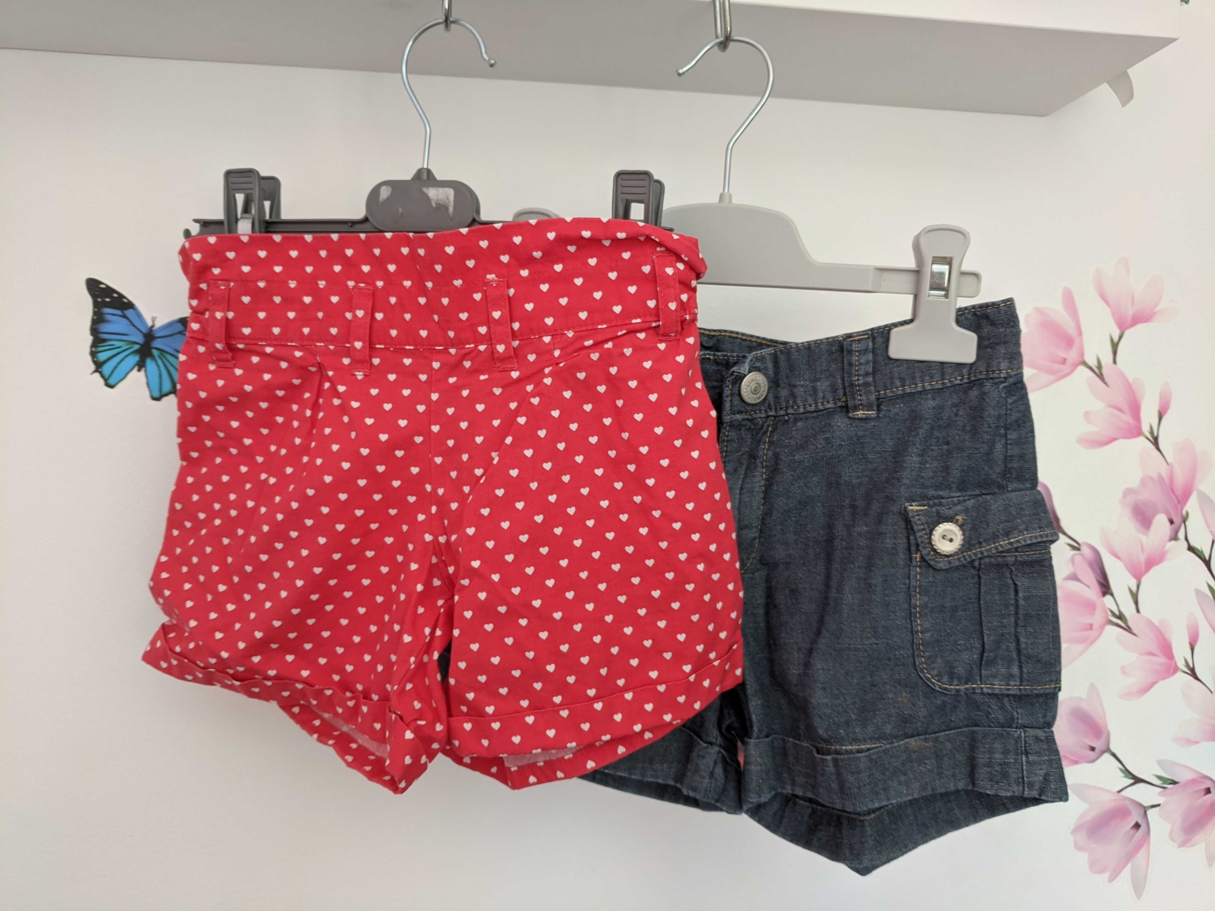 Pantaloni scurti( rosii cu buline, denim) fete 4-5 ani, 104-110 cm