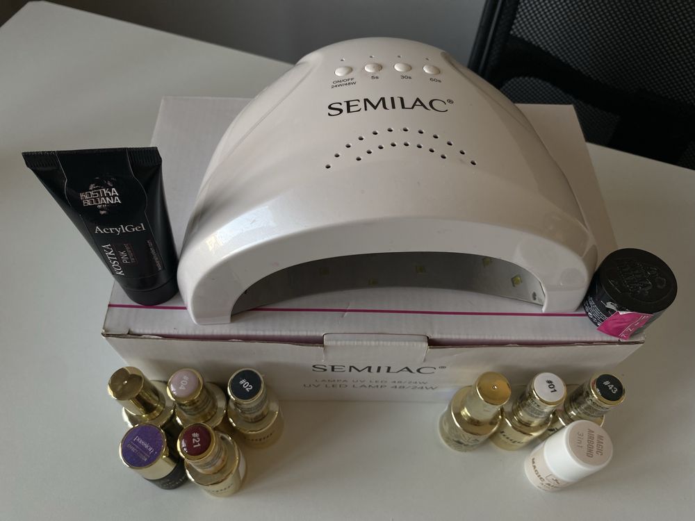 UV/LED лампа SEMILAC + комплект гел лакове Jana Nails + Kostka