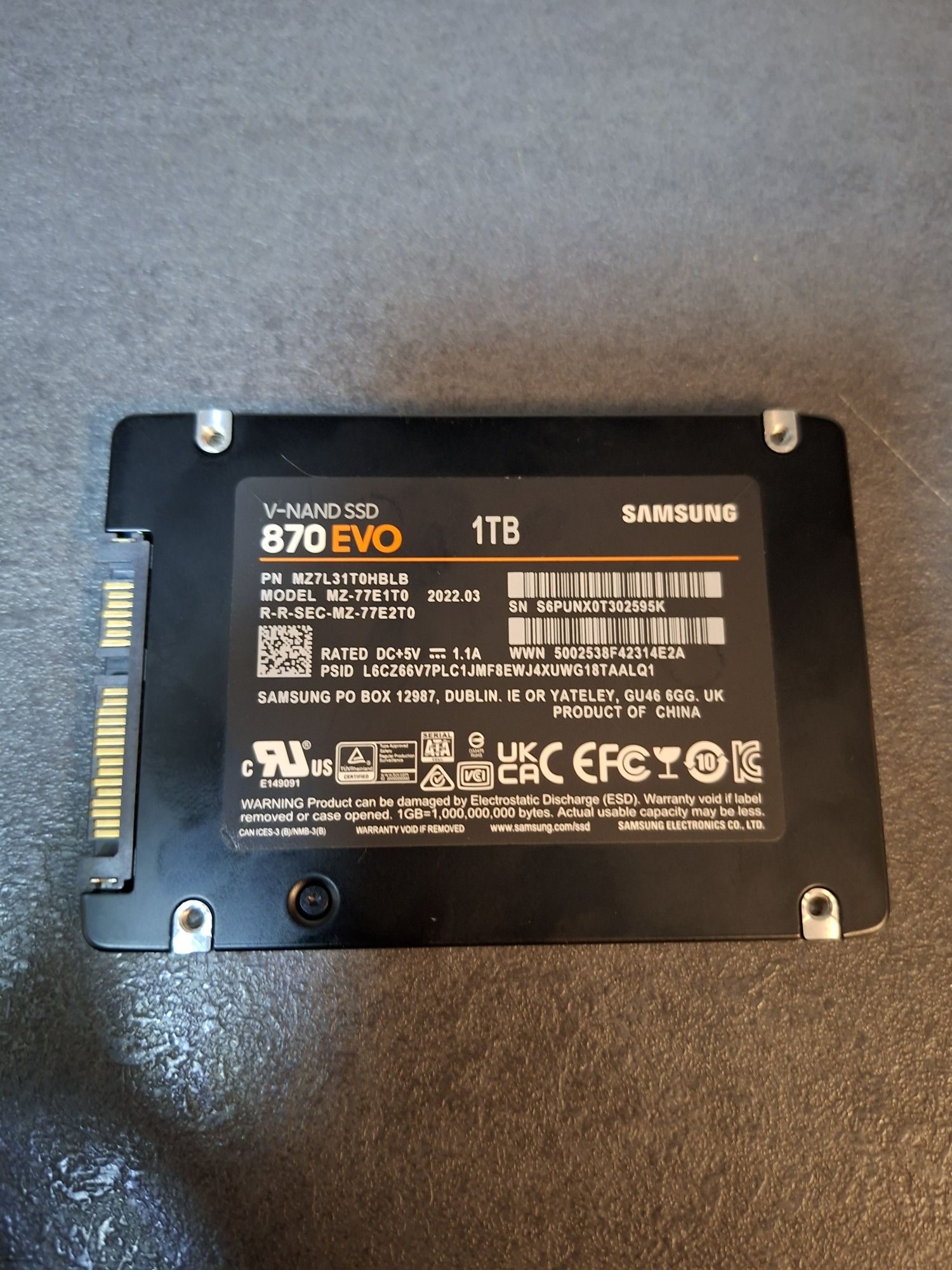 SSD Samsung 870EVO 1TB sata 3
