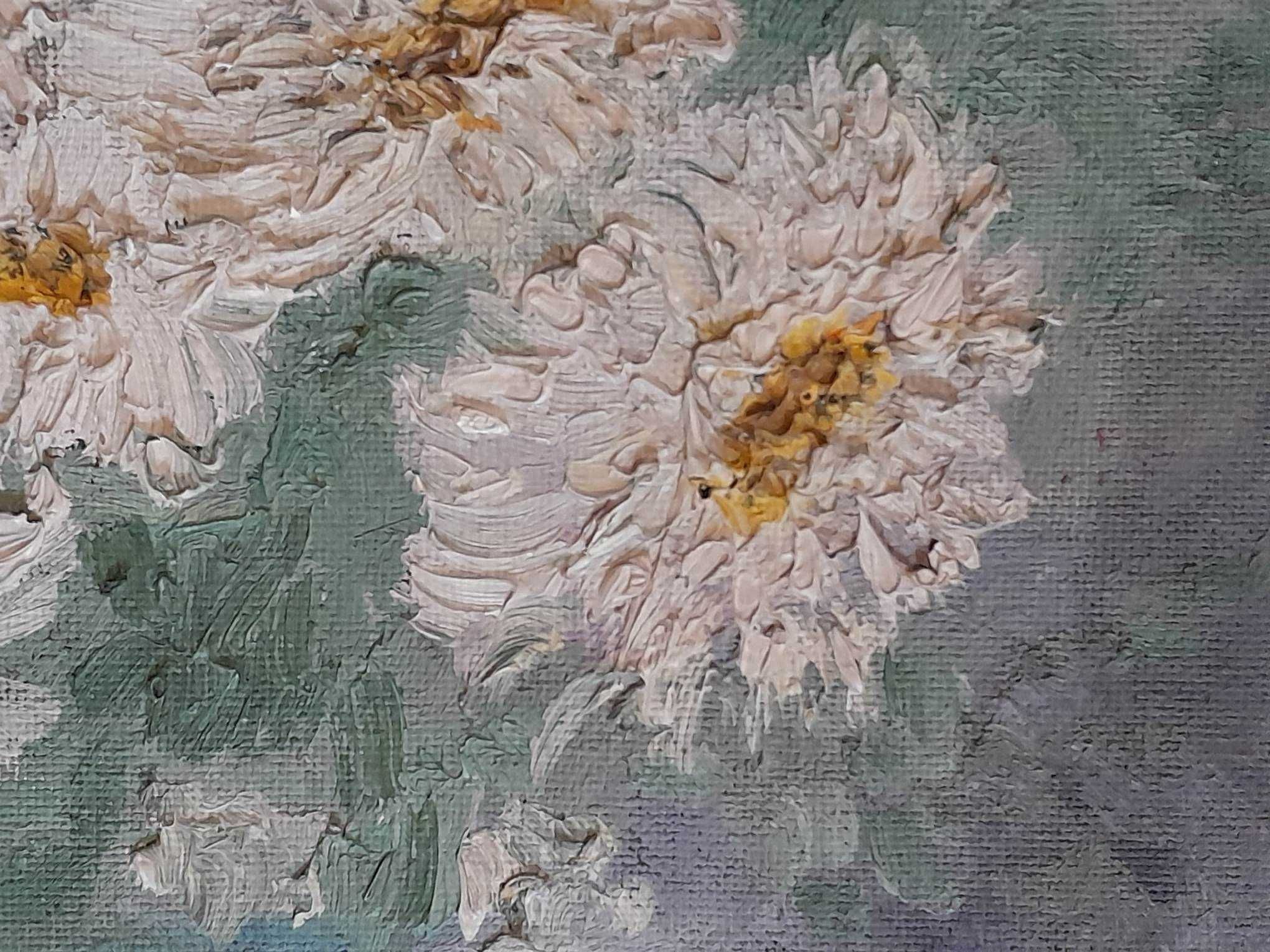 Vas cu flori, inramat,ulei pe placaj, 38x28 cm  semnat MP 1979