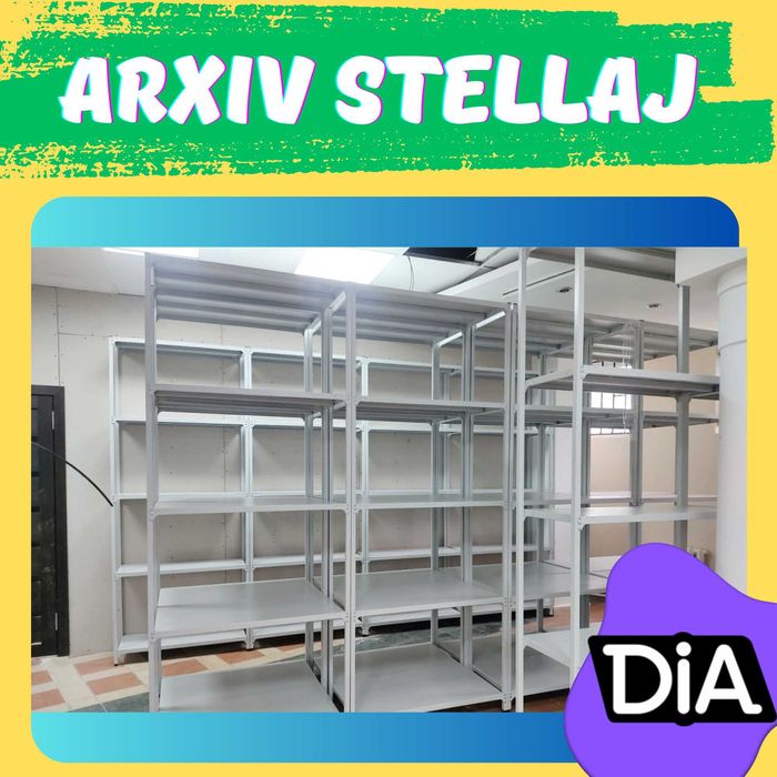 Arxiv stellaj, rafli metall tokchalar, ombor, архивный стеллаж