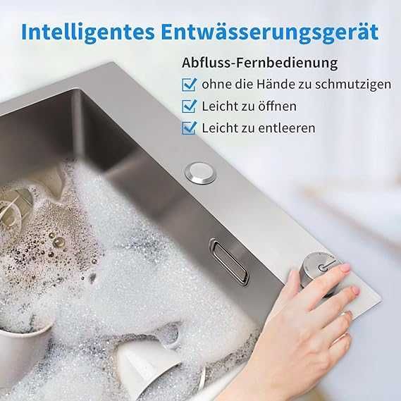 Chiuvetă de bucătărie SANYCASA din inox 50 x 45 cm, cu sifon