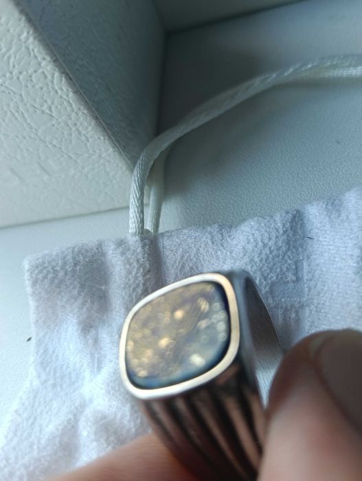 Inel barbati otel inox cu piatra lapis lazuli