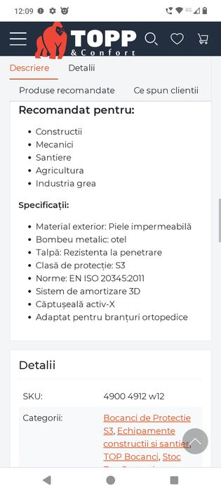 Ghete muncă/safety Atlas m46 noi