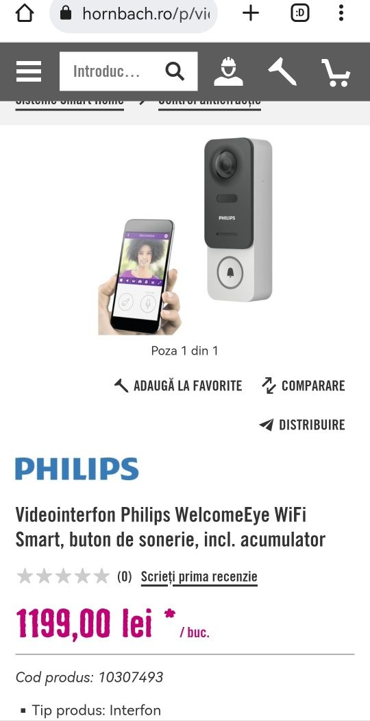Videointerfon Philips WelcomeEye WiFi Smart, buton de sonerie,acces.