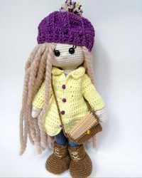 Плетена кукла, ръчна изработка с чанта, шапка и палто