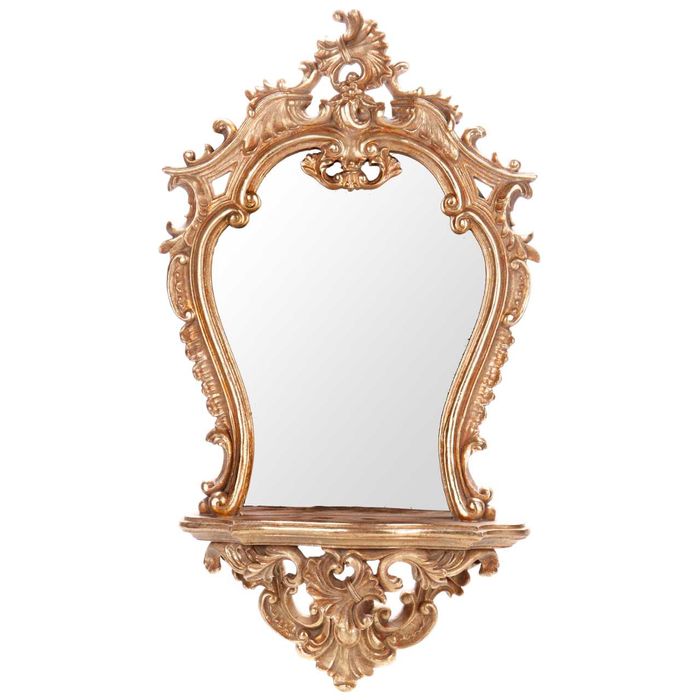 Oglindă de perete vintage cu consolă, ornamente sculptate, - 21 %