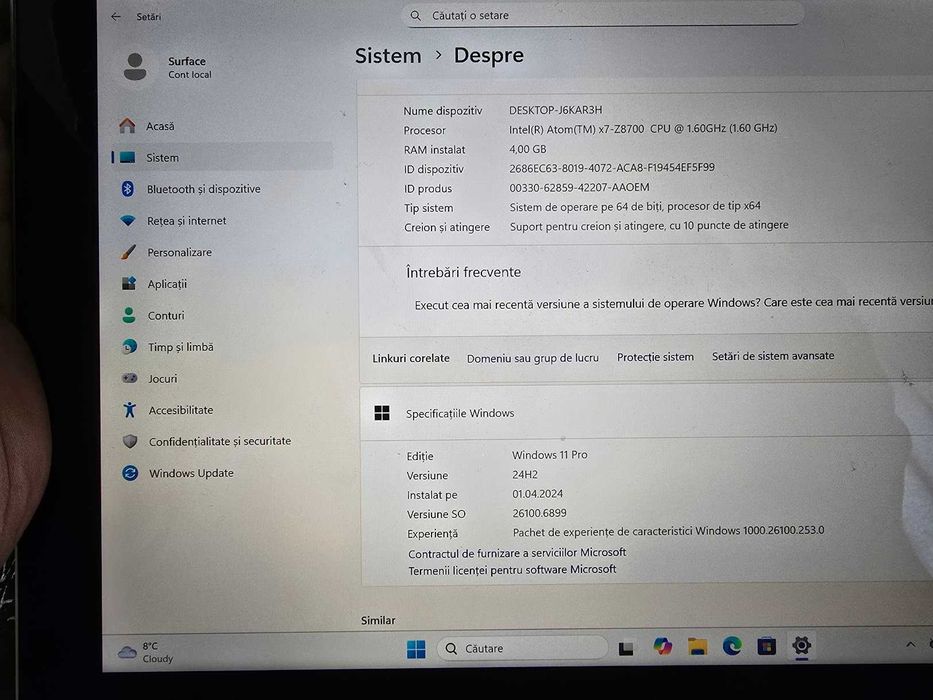 tableta diagnoza Microsoft Surface 3 128GB Tableta PC windows diagnoza