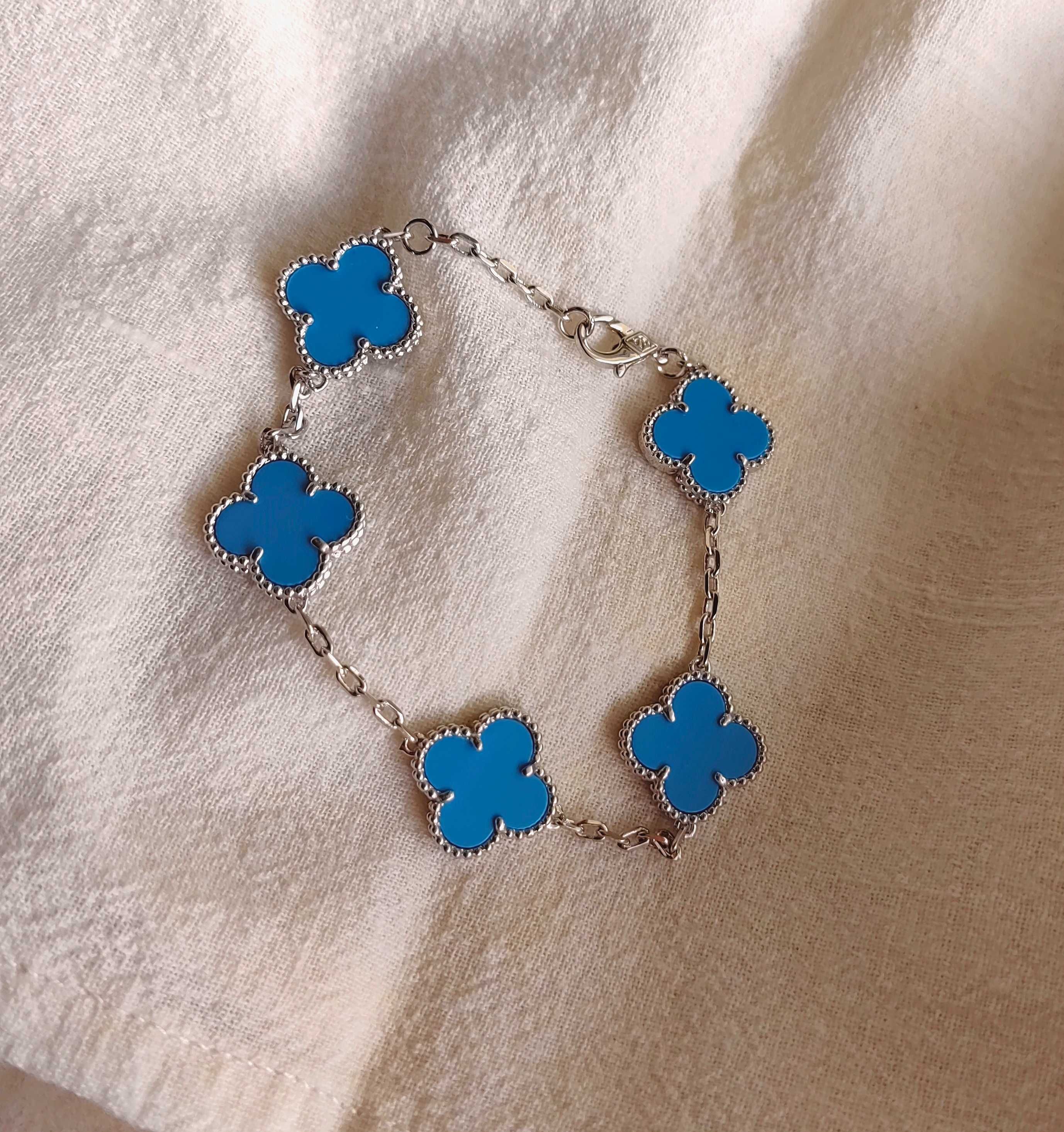 Дамска гривна с 5 детелини от син ахат, Van Cleef & Arpels VCA