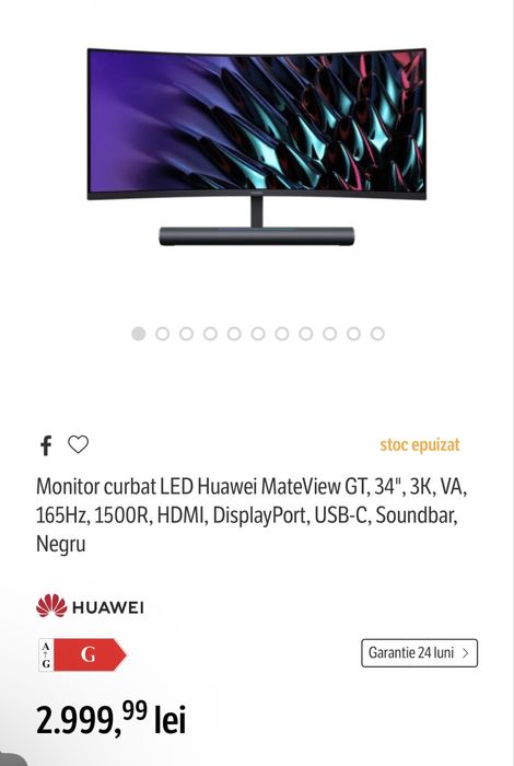 Monitor curbat  Huawei cu soundbar