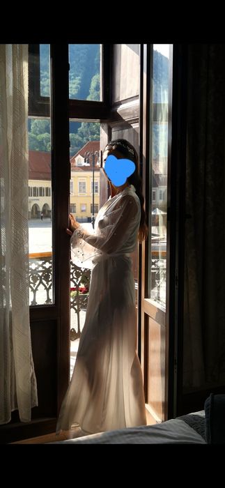 Halat pentru mireasa alb ivone