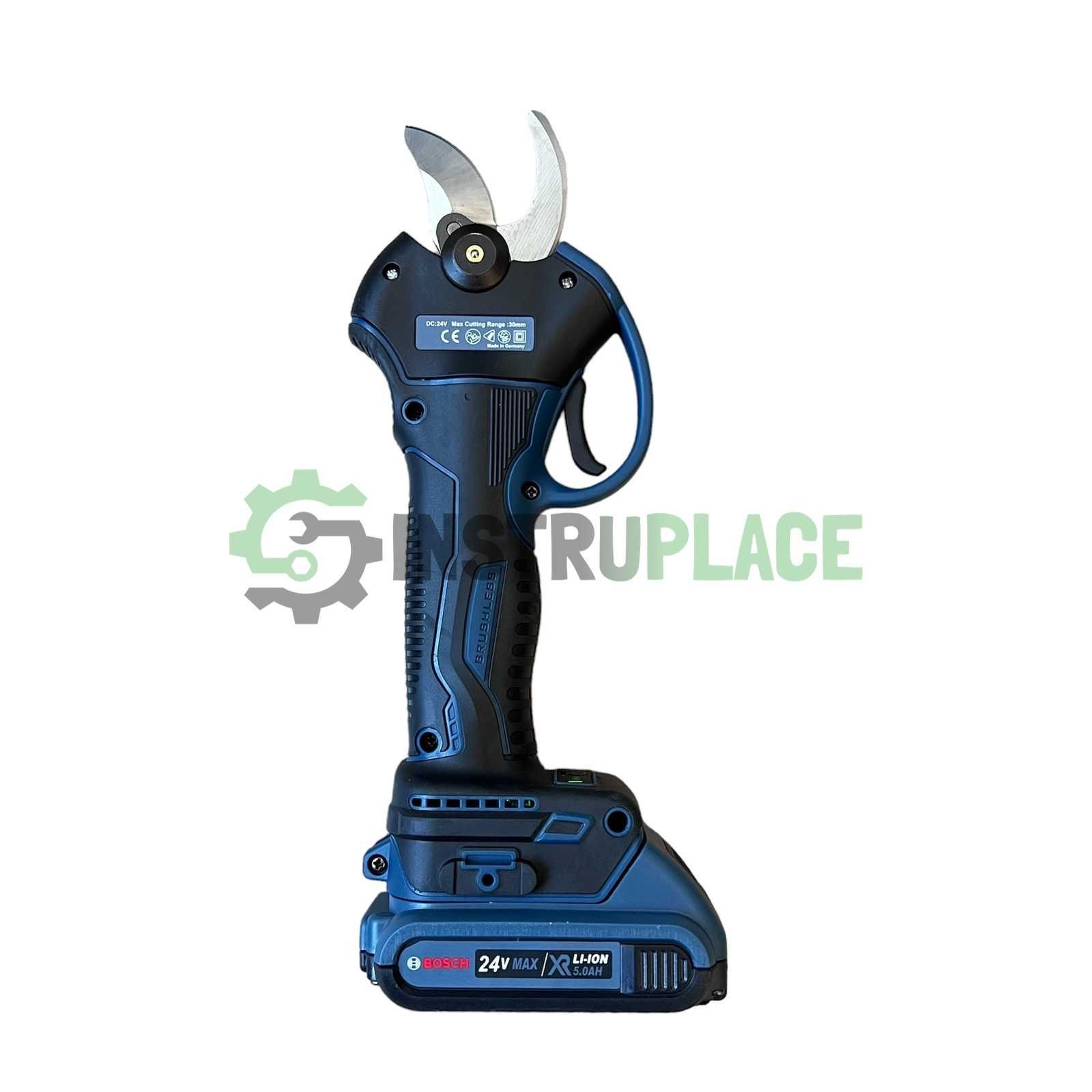 Акумулаторна лозарска ножица BOSCH 24V 5Ah до 30мм. БОШ с 2 батерии