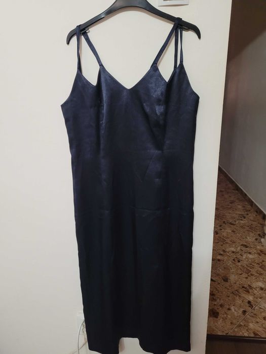 Rochie de seara, din satin, bleumarin, marimea L