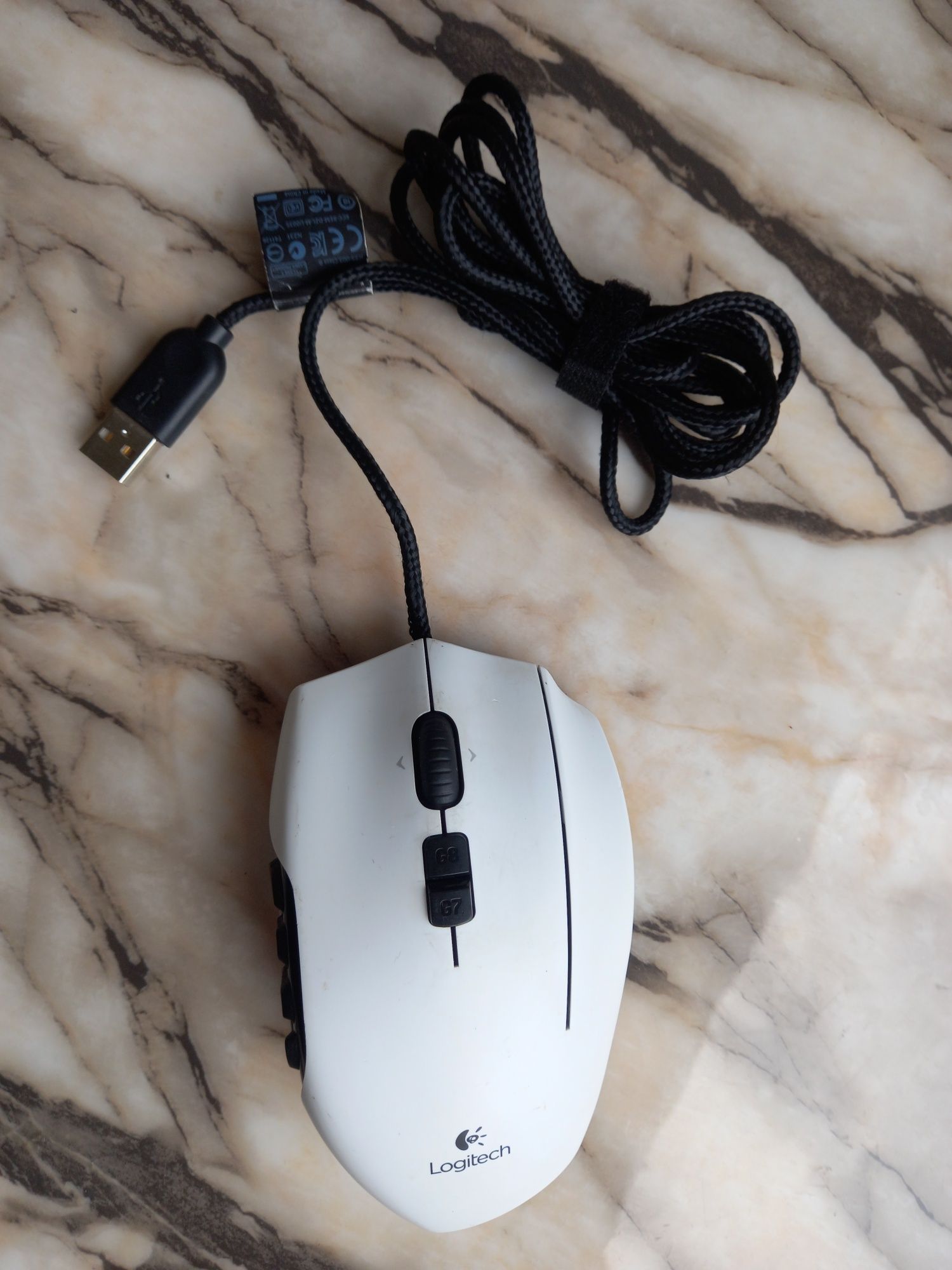 Геймърска мишка Logitech G600 MMO бяла