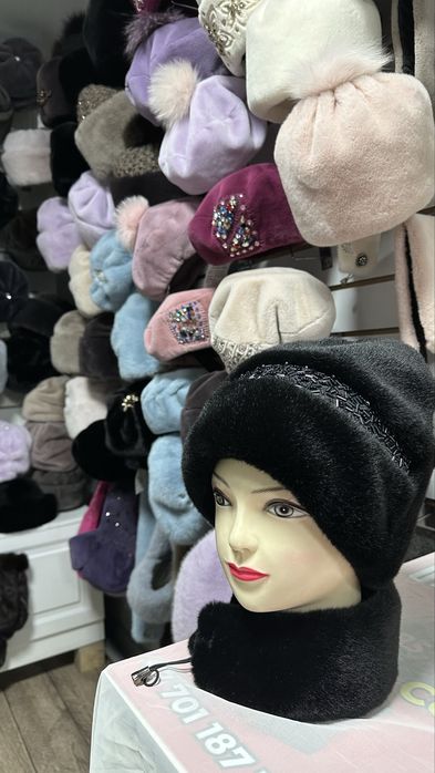 Зимние головные уборы (эко норка, натуральная норка) шарфы, перчатки